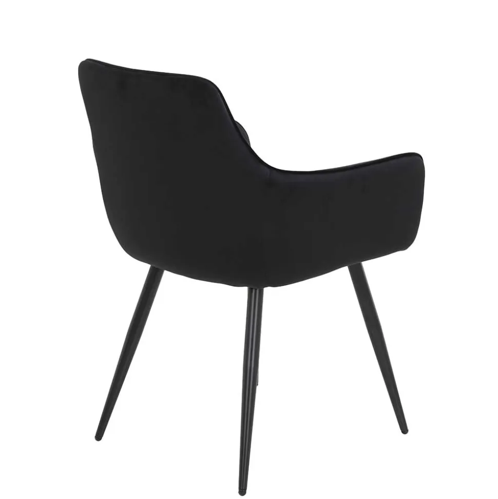 Samtvelours Tischsessel in Schwarz - Laromain (2er Set)