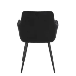 Samtvelours Tischsessel in Schwarz - Laromain (2er Set)