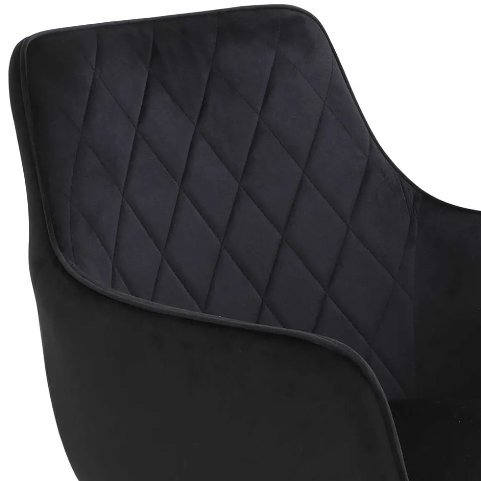 Samtvelours Tischsessel in Schwarz - Laromain (2er Set)