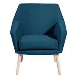 Samtvelours-Sessel in Petrol Blau - Bakra