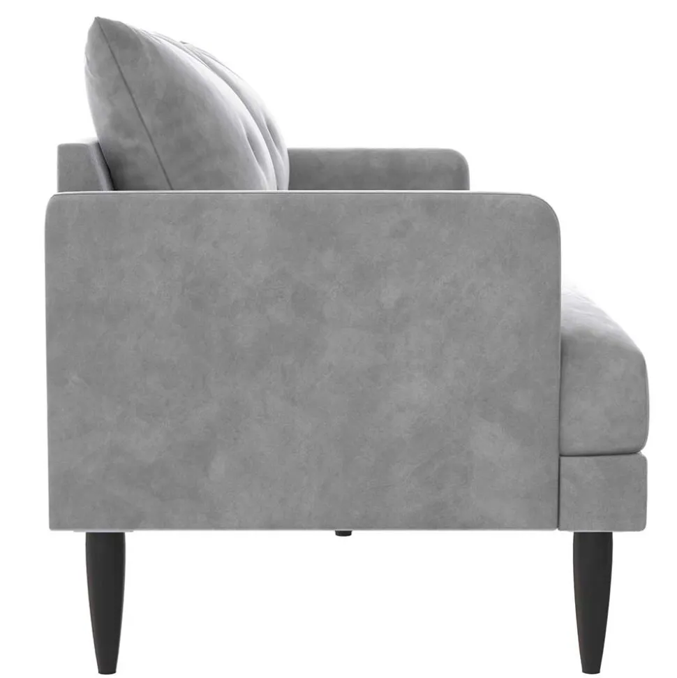 Samt-Wohnzimmercouch in Hellgrau - Belpasso