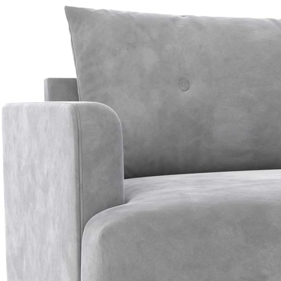 Samt-Wohnzimmercouch in Hellgrau - Belpasso