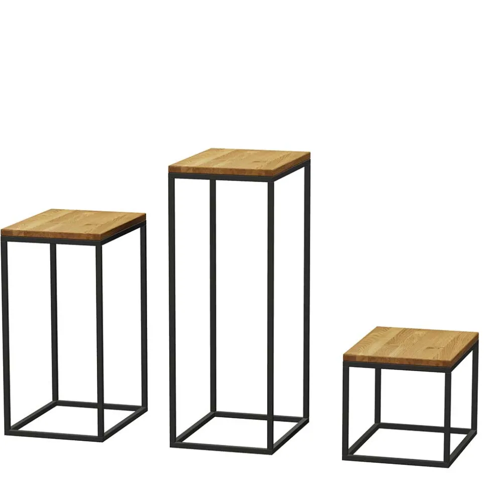 3-Satz Beistelltisch aus Wildeiche - Deliana (dreiteilig)