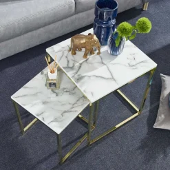 2-Satz Couchtisch in Marmor Optik - Vilanda (zweiteilig)