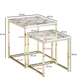 2-Satz Couchtisch in Marmor Optik - Vilanda (zweiteilig)