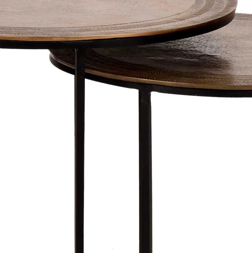 2-Satz Tisch in Gold & Schwarz - Chace (zweiteilig)