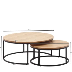 2-Satz-Couchtisch in Eiche Furnier - Bucket (zweiteilig)