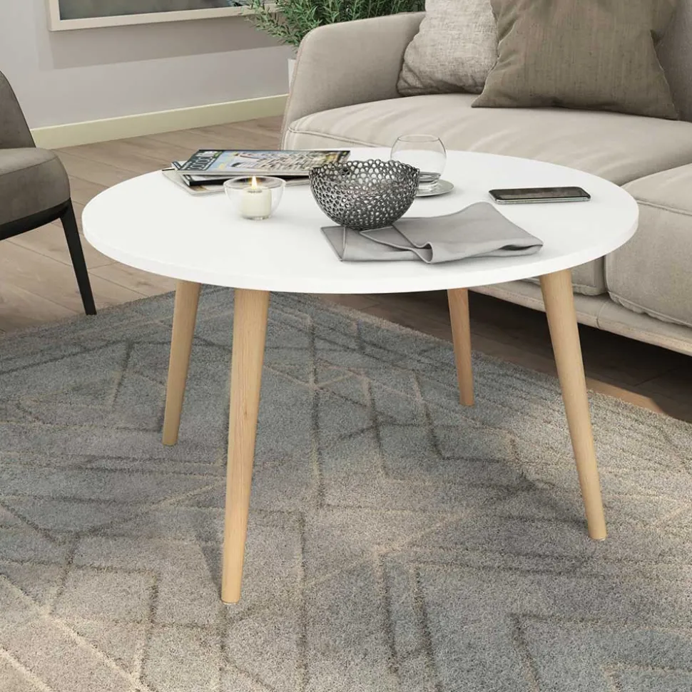 Scandi Chic Couchtisch mit runder Tischplatte - Jeano