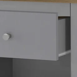 Scandi Chic Nachtkommode in Grau mit Eiche - Donia