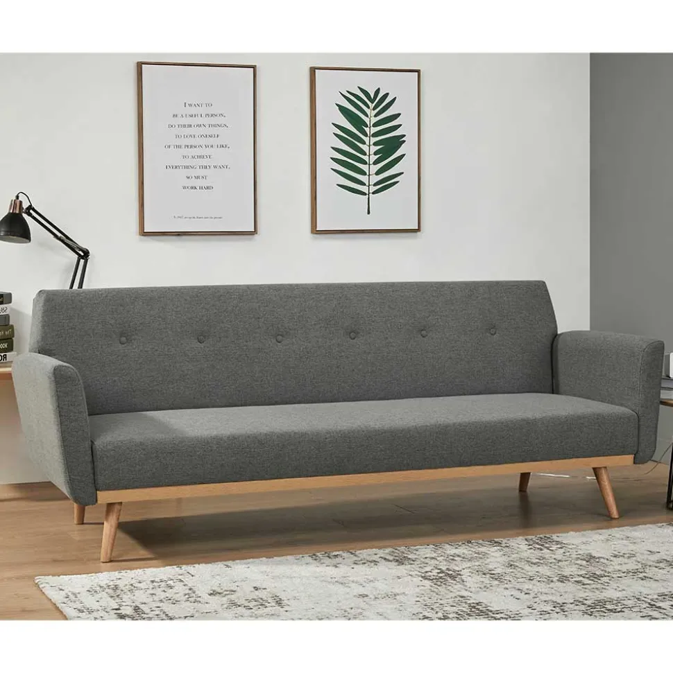 Scandi Chic Schlafcouch in Dunkelgrau & Natur - Giorgio