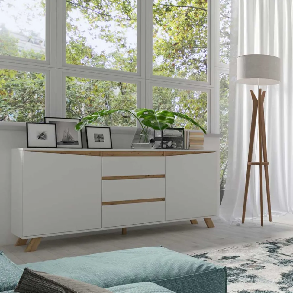 Scandi Chic Sideboard in Weiß - Cady