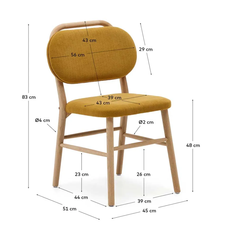 Scandi Chic Stühle in Gelb Chenille - Quinn (2er Set)