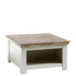 Scandi Chic Truhentisch in 86x86 cm Nedita Weiß & Pinie Shabby