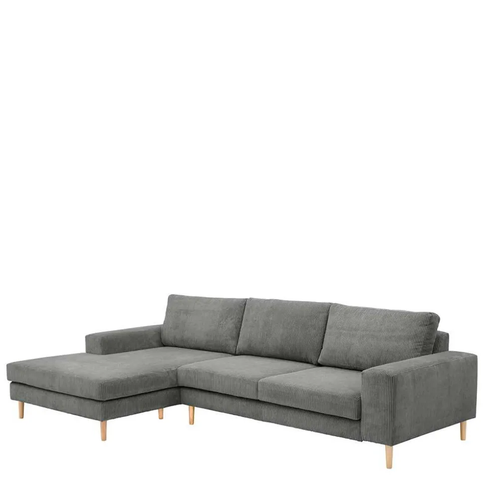 Scandi Ecksofa in Anthrazit mit Buche - Lidio