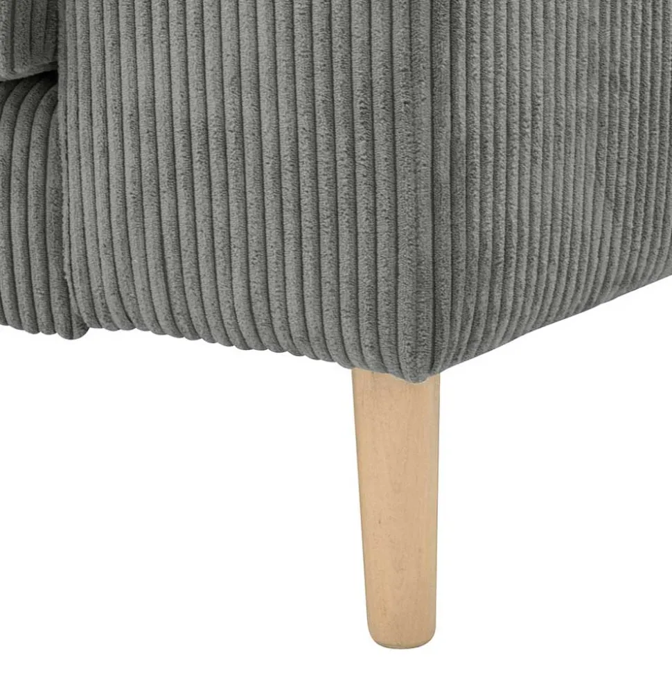 Scandi Ecksofa in Anthrazit mit Buche - Lidio