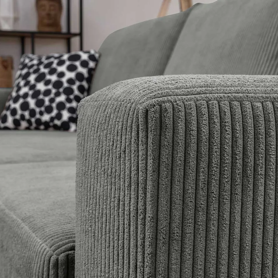 Scandi Ecksofa in Anthrazit mit Buche - Lidio