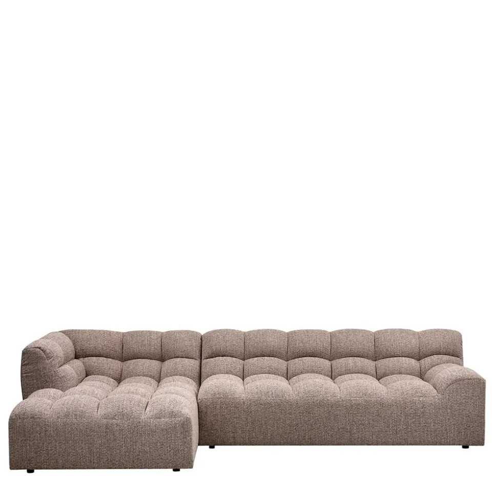 Scandi Ecksofa in Hellbraun meliert - Niklai