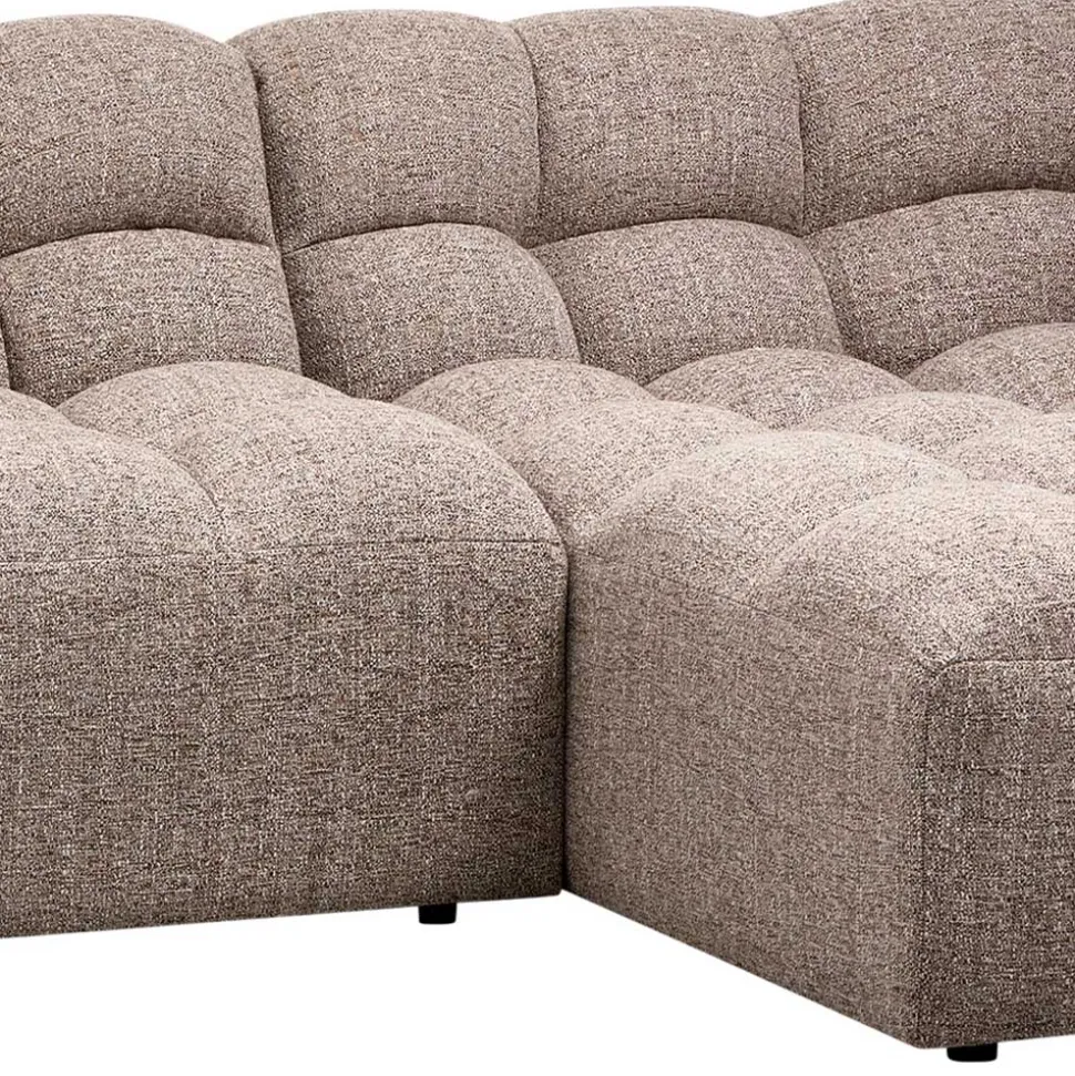 Scandi Ecksofa in Hellbraun meliert - Niklai