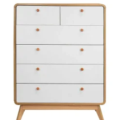 Scandi Hochkommode in Eiche mit Weiß - Jendren