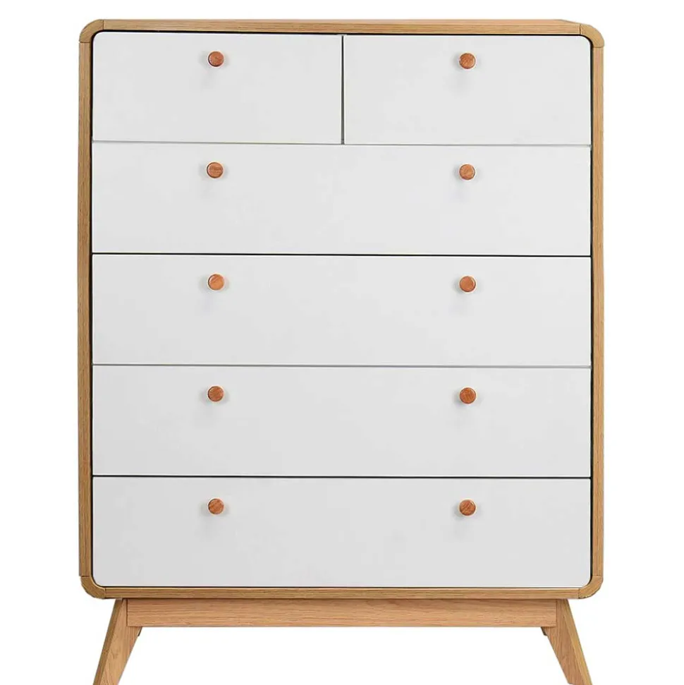 Scandi Hochkommode in Eiche mit Weiß - Jendren