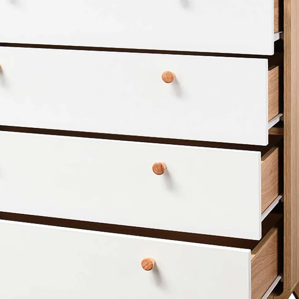 Scandi Hochkommode in Eiche mit Weiß - Jendren