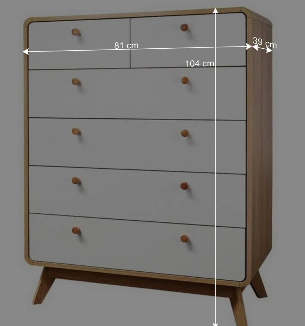 Scandi Hochkommode in Eiche mit Weiß - Jendren