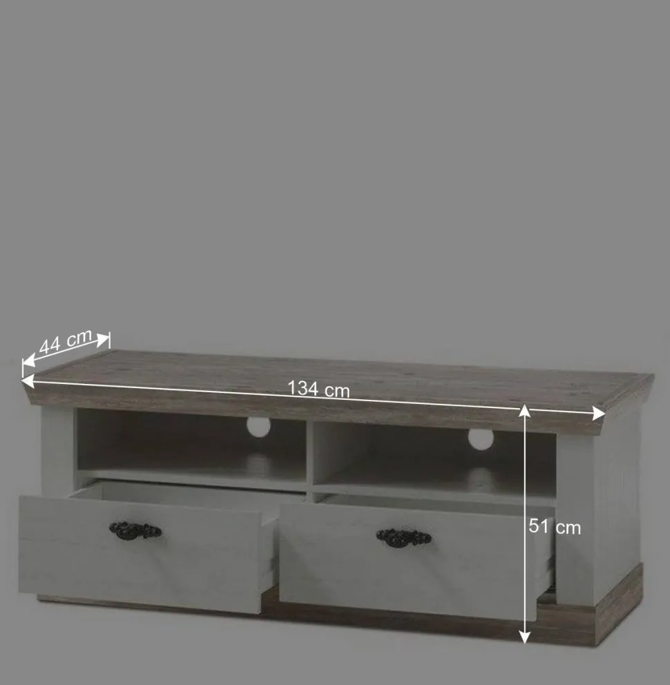 Scandi Landhaus Wohnzimmermöbel Set Nedita in Weiß (vierteilig)