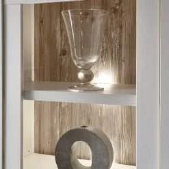 Scandi Landhaus Wohnzimmermöbel Set Nedita in Weiß (vierteilig)