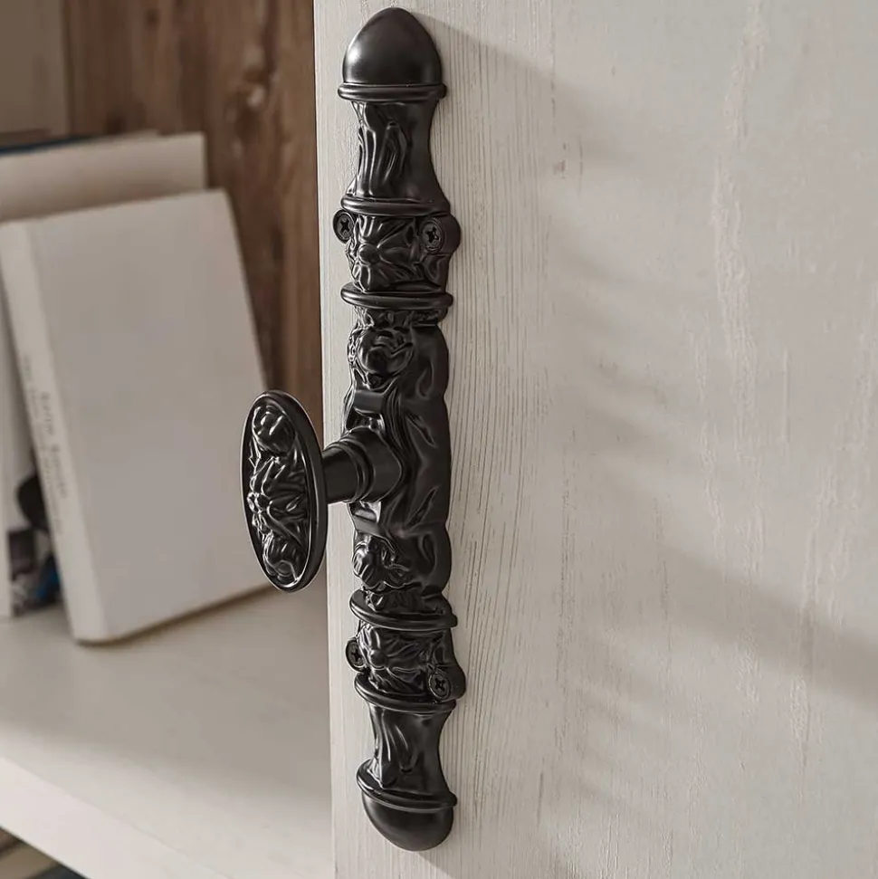 Scandi Landhaus Wohnzimmermöbel Set Nedita in Weiß (vierteilig)