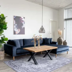 Scandi Polsterecke in Dunkelblau Samt - Peetja