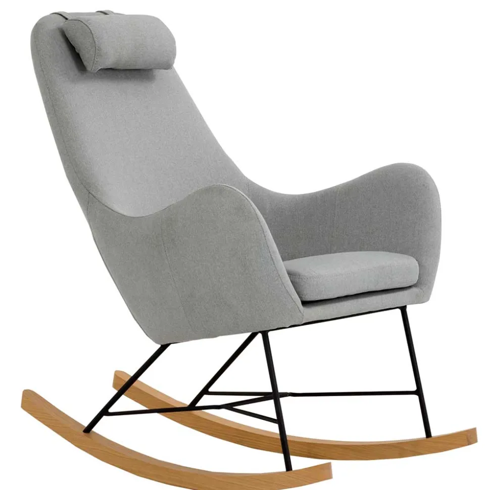 Scandi Schaukelstuhl mit grauem Stoff - Karin
