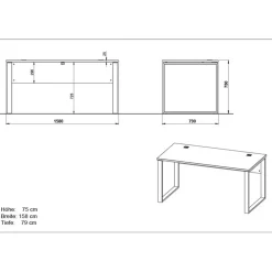 Scandi Schreibtisch Kombi in Weiß - Ziharo (zweiteilig)