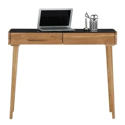 Scandi Schreibtisch mit Schwarzglas Platte - Floyda