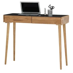 Scandi Schreibtisch mit Schwarzglas Platte - Floyda