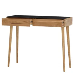 Scandi Schreibtisch mit Schwarzglas Platte - Floyda