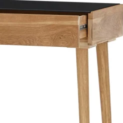 Scandi Schreibtisch mit Schwarzglas Platte - Floyda