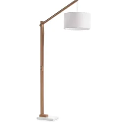 Scandi Style Stehlampe mit Stoff Schirm Weiß - Sandra