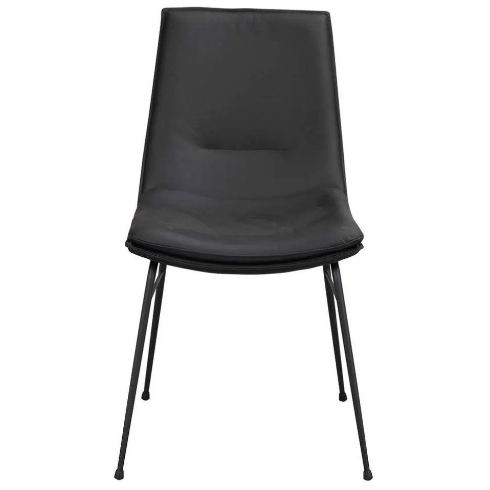 Schalenstuhl in Schwarz - echtes Leder - Freedoms (2er Set)