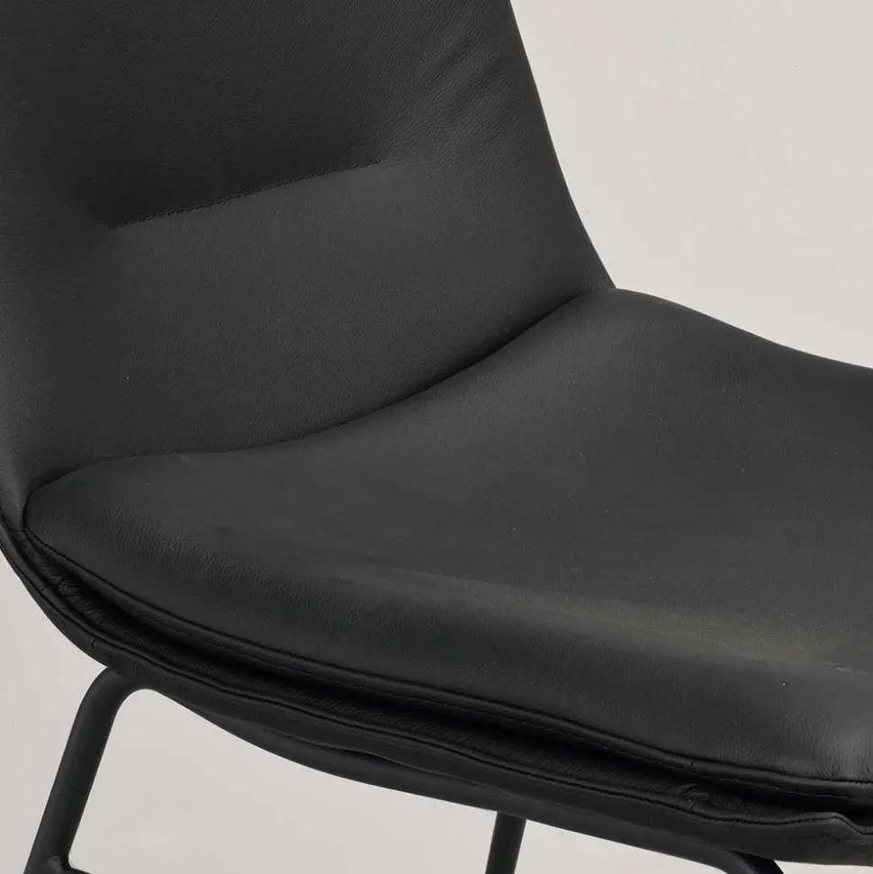 Schalenstuhl in Schwarz - echtes Leder - Freedoms (2er Set)