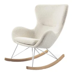 Schaukelsessel in Weiß Lammfell Optik - Lysandro