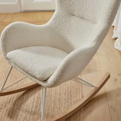 Schaukelsessel in Weiß Lammfell Optik - Lysandro