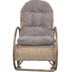 Schaukelstuhl aus graubraunem Rattan Geflecht - Tulima