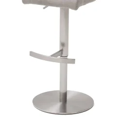 Schicker Barstuhl mit Höhenverstellung in Hellgrau Stoff Anglesio & Edelstahl