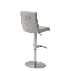 Schicker Barstuhl mit Höhenverstellung in Hellgrau Stoff Anglesio & Edelstahl