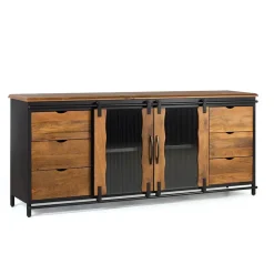 Schiebetüren Sideboard mit Riffelglas - Aglia