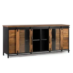 Schiebetüren Sideboard mit Riffelglas - Aglia