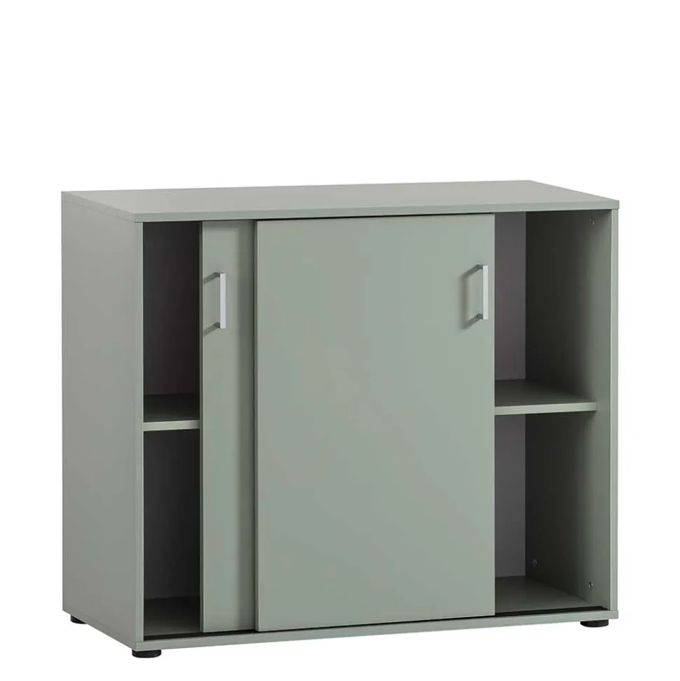 Schiebetüren-Aktenschrank in Graugrün - Espresso