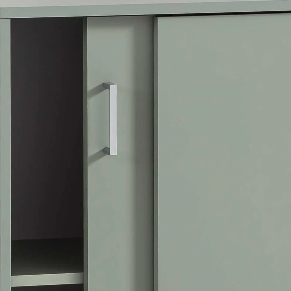 Schiebetüren-Aktenschrank in Graugrün - Espresso