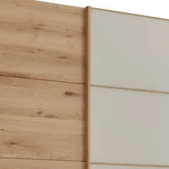 Schiebetüren-Kleiderschrank in Beige Glas - Nikoba