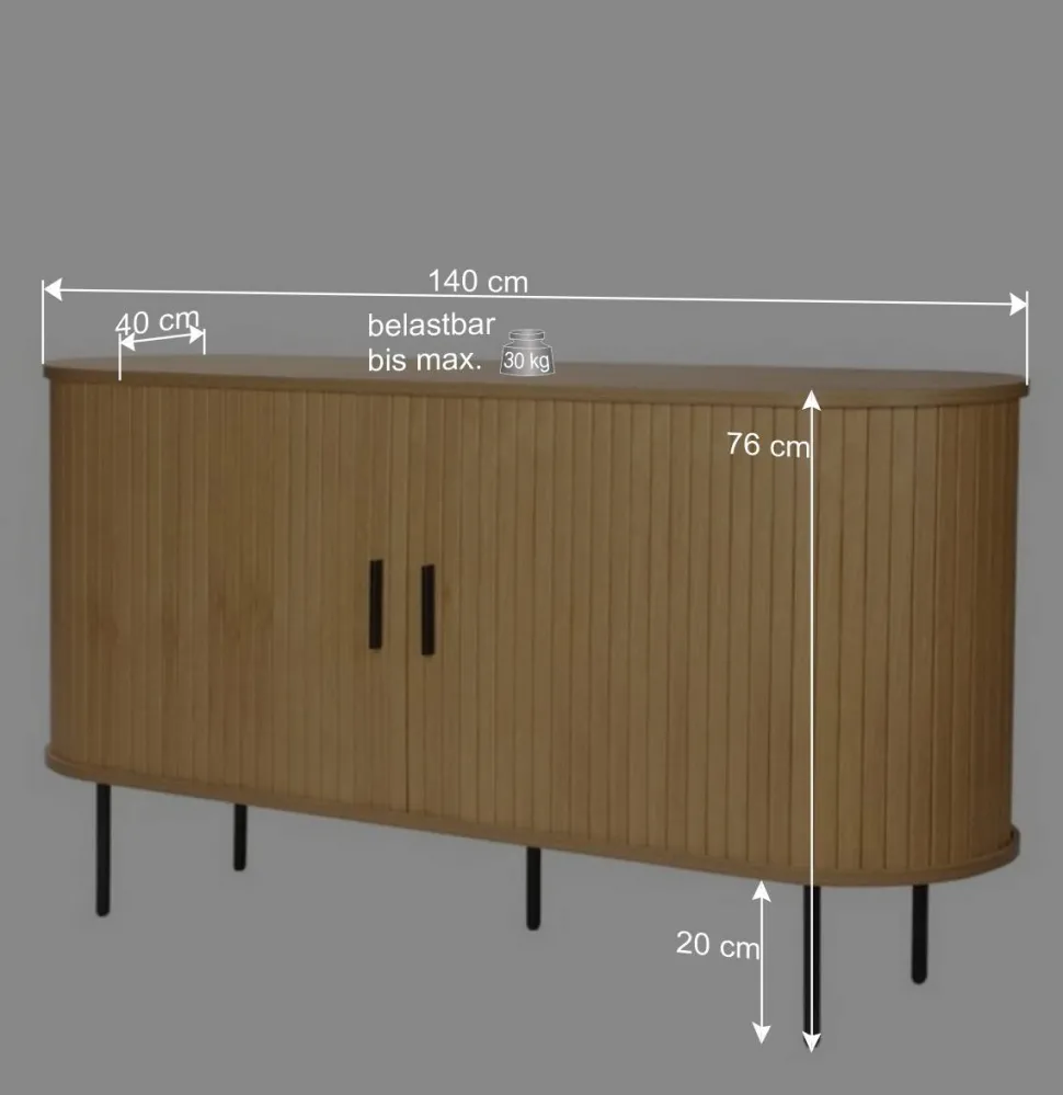 Schiebetüren-Sideboard in ovalem Design - Barnetta